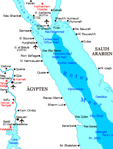 Karte Nilkreuzfahrten gypten